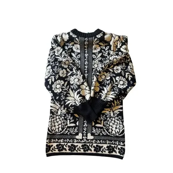 FARM Rio Women's Black Pineapple Garden Mini Sweater Dress. Medium - Picture 2 of 7